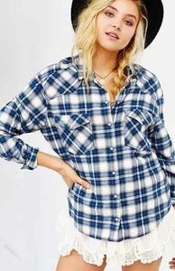 UO- BDG Lace Petticoat Flannel Shirt